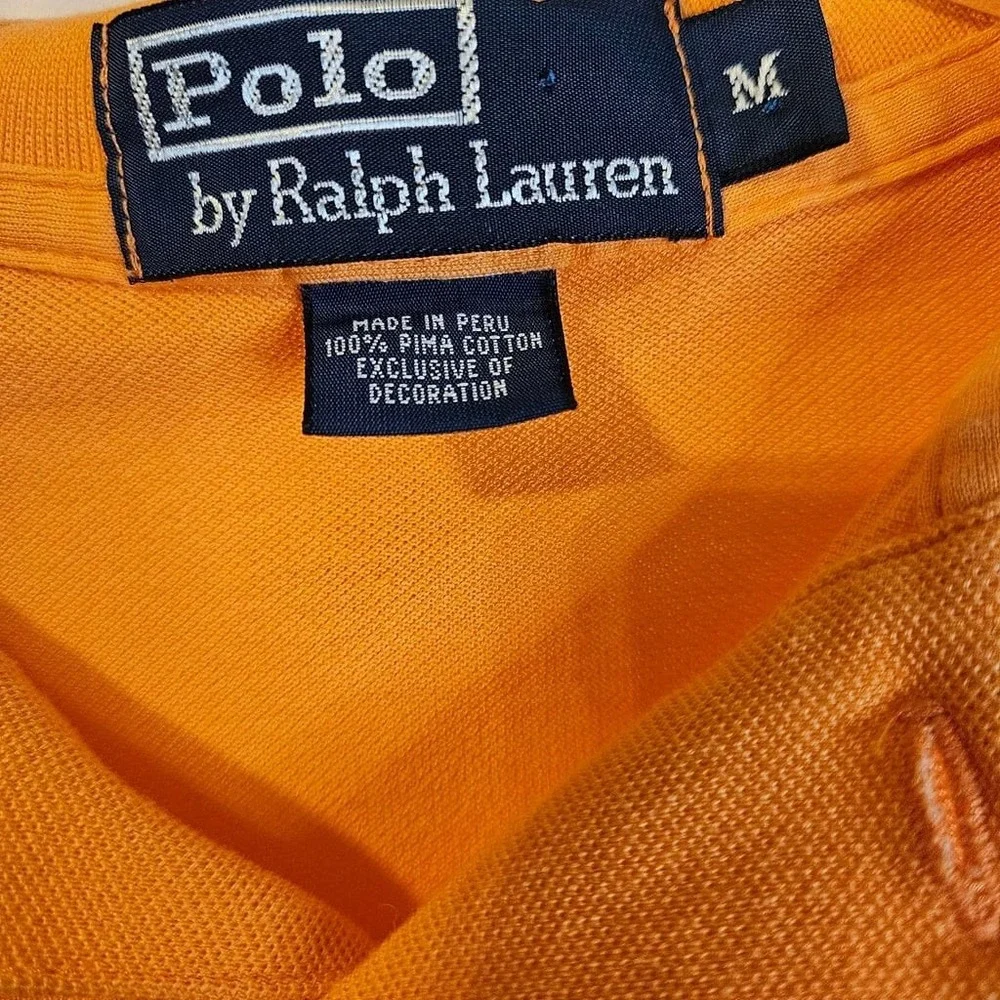 Polo Ralph Lauren Men's Orange Pima Cotton Short Sleeve Polo Shirt Medium